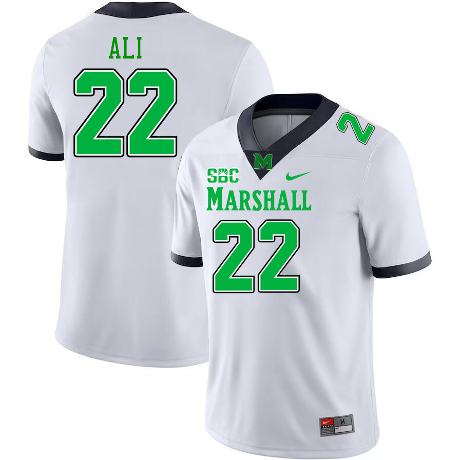 Marshall Thundering Herd #22 Rasheen Ali College Football Jerseys,Uniforms-White
